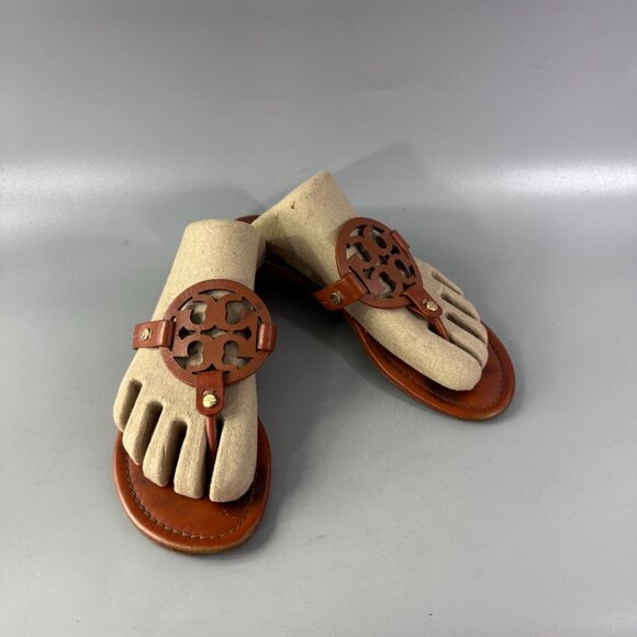 Tory Burch Brown Ladies Leather Miller Sandal, Size 7 - Picture 1 of 12